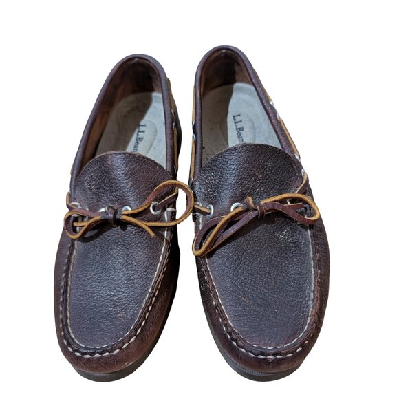 L.L. Bean Handsewn Leather Moccasins Camp Moc Men's 7.5 D Dark Brown Casual prep - Picture 1 of 6